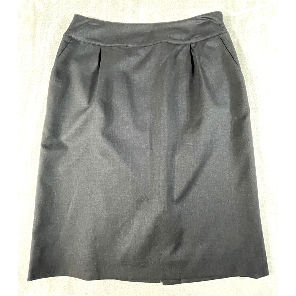 Worth Pencil Skirt Women Size 2 Black 100% Wool Lined Pleated Front Pockets Vent
